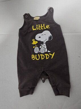 Peanuts Snoopy & Woodstock "Little Buddy" Baby Romper | 3 Months | Brown